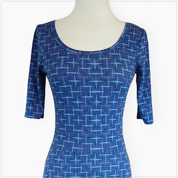 Lularoe Blue Purple Ana Star Print Long Ana Maxi Unicorn Elbow Sleeve Dress XS - Picture 2 of 4